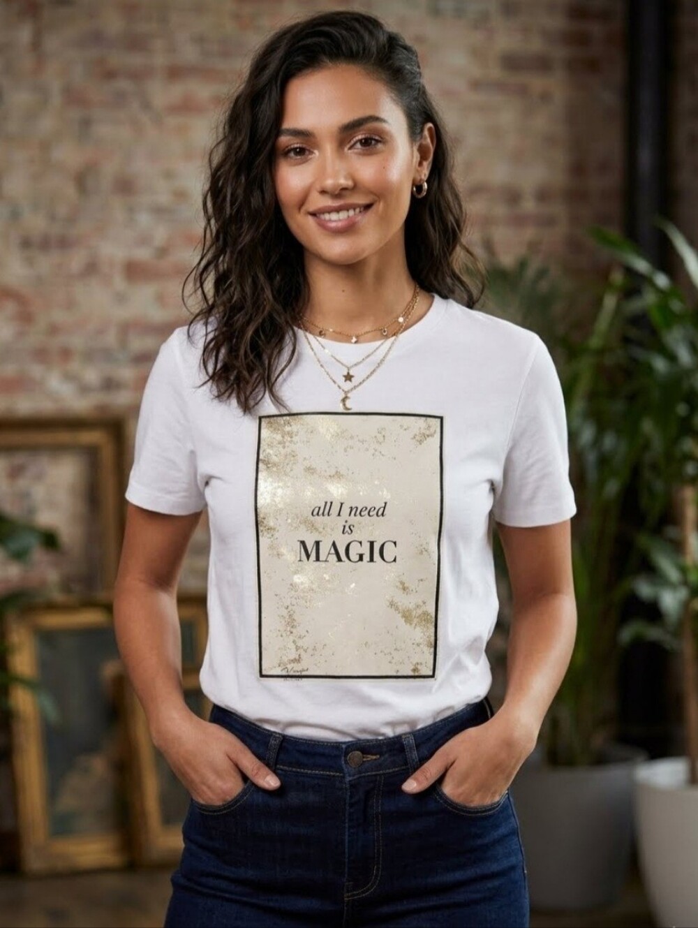 Zara Women's "All I Need Is Magic" Graphic Tee - Size XS.